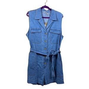 Faherty Denim Utility Romper Jumpsuit, NWT, weekend, resort, coastal, travel